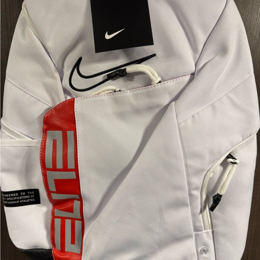 Nike White and Red Elite Backpack